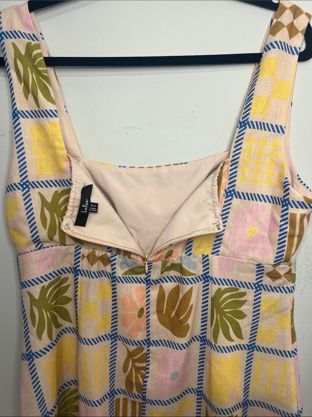 Lulu's Square-Neck Patchwork Mini Dress in Pink, Yellow & Olive- NWOT Women’s XL - Picture 5 of 5